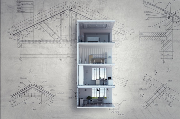 La casa come simbolo di immobili e costruzioni. Tecnica mista