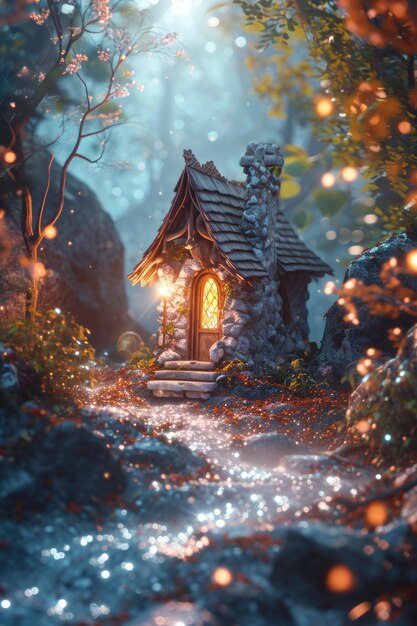 La casa magica delle favole nella foresta