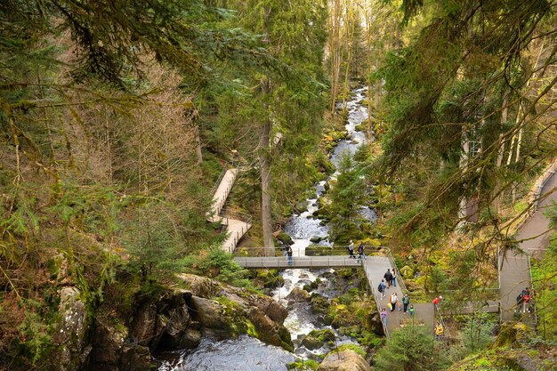 La cascata di Triberg nella Foresta Nera, la cascata più alta della Germania, il fiume Gutach scende di sette gradini.