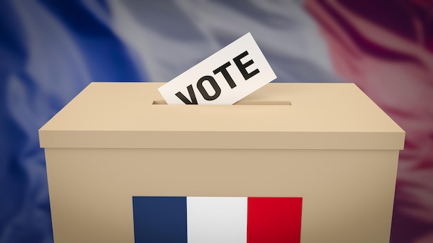 La casella e la scheda di voto per il rendering 3d delle elezioni presidenziali francesi