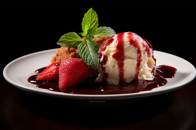 La ciotola di gelato alla vaniglia si siede in cima