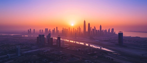 La città di Abu Dhabi splendida vista panoramica del tramonto