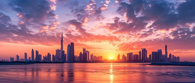 La città di Abu Dhabi splendida vista panoramica del tramonto