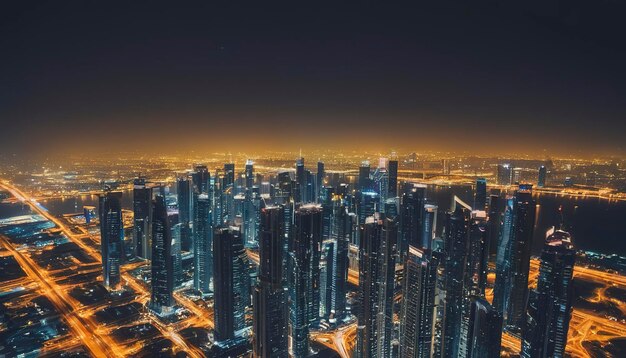 La città di Dubai di notte