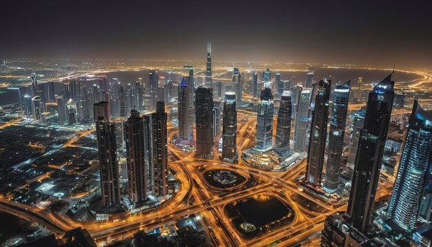 La città di Dubai di notte