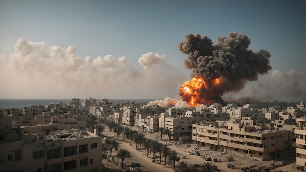 La città di Gaza viene bombardata