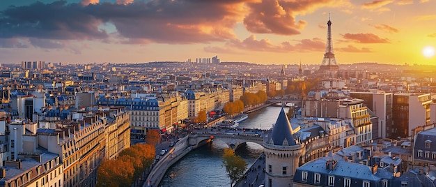 La città di Parigi, bellissima vista panoramica dell'alba.