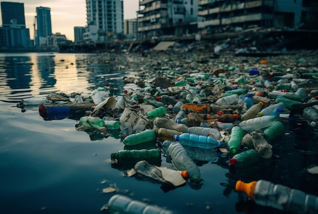 La città è inondata di rifiuti di plastica a causa delle attività umane