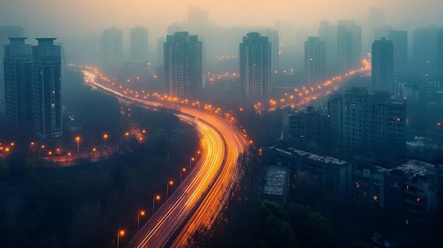 La città moderna bellissima autostrada grattacielo futuristico generativa ai arte