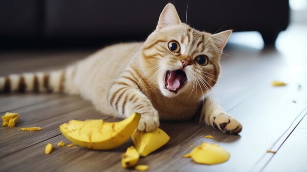 La classica commedia Cat on Banana Peel