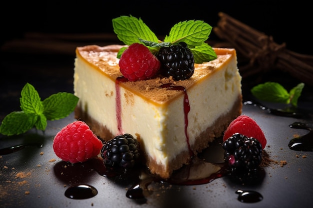 La classica fetta di cheesecake è una delizia dolce e allettante