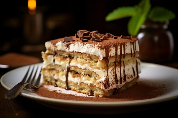 La classica torta di tiramisu italiana da vicino