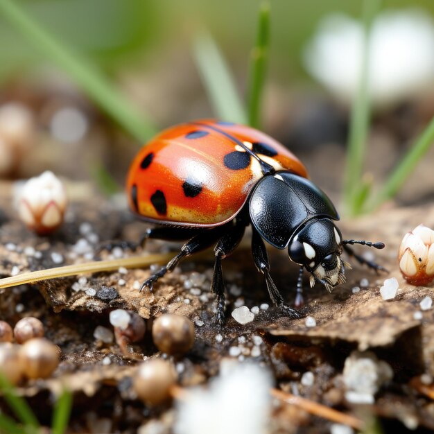 La coccinella sull'erba