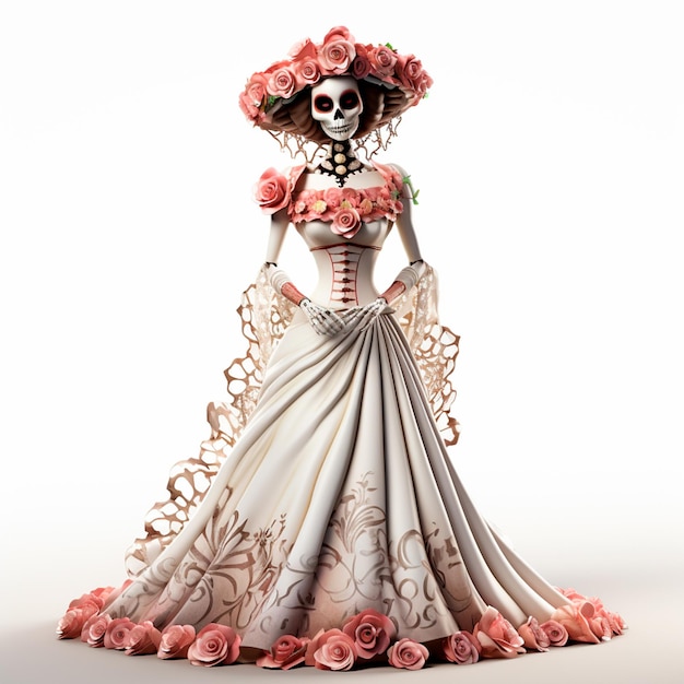 La colorata bambola d'arte Catrina in onore del giorno dei morti