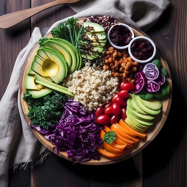 La colorata ciotola di Buddha con verdure fresche e quinoa