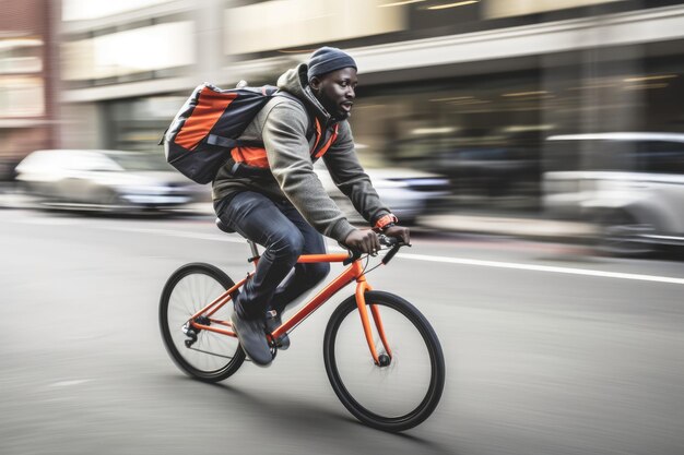 La consegna veloce Il corriere veloce porta i pacchetti al ritmo della luce