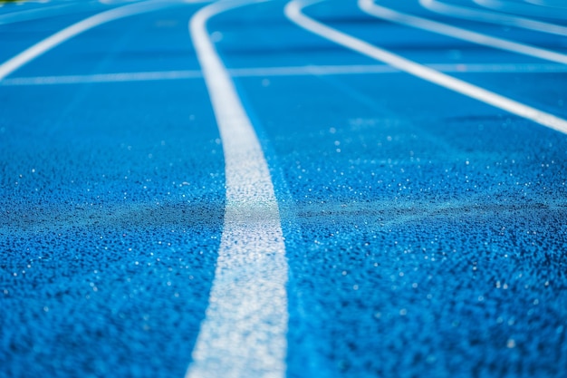 La consistenza dettagliata della pista di corsa blu per l'atletica leggera