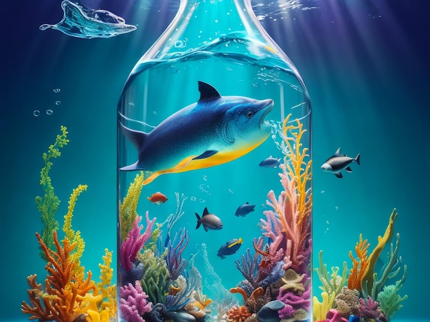 La copertina della rivista per gli animali marini in vetro