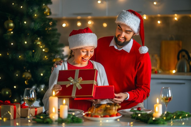 La coppia sta cenando a Natale