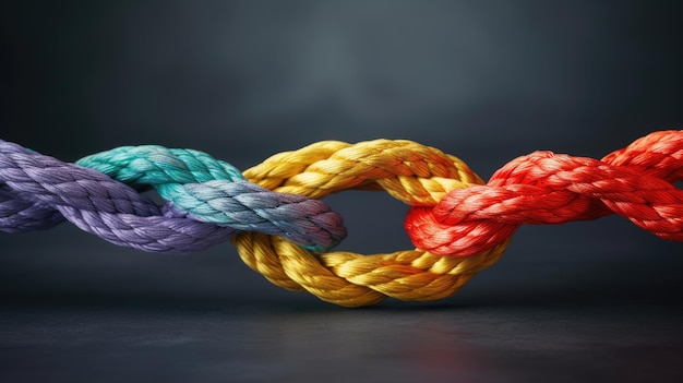 La corda di squadra illustra l'unità di partenariato e il supporto nel lavoro di squadra