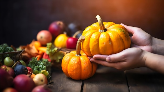 La cornucopia stagionale celebra il raccolto autunnale il giorno del Ringraziamento