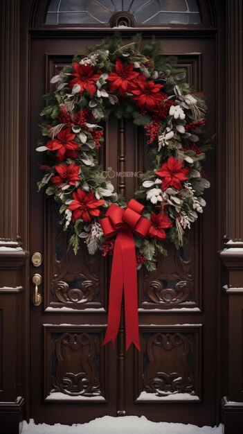 La corona di Capodanno sulla porta La corona di Natale sulla porta