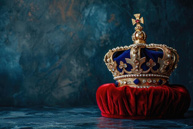 La corona reale adornata nello splendore britannico in un vasto spazio vuoto