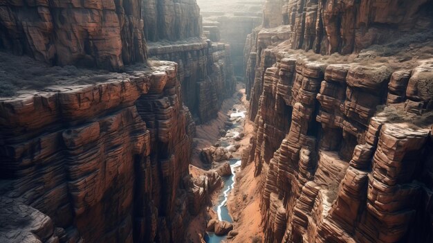 La costa vede il canyon fondamentale in corsi di avanzamento disgustosi Risorse creative generate dall'intelligenza artificiale