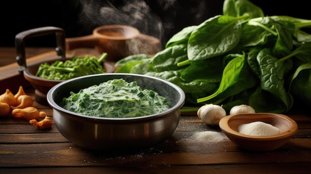 la crema di spinaci è fatta con spinaci cotti e una cremosa besciamella