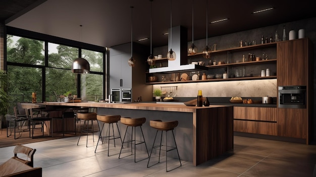 La cucina moderna rendering 3d 1 IA generativa