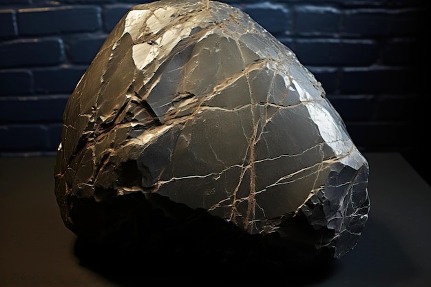 La daubrelite è una rara pietra naturale preziosa su uno sfondo nero generata dall'AI.