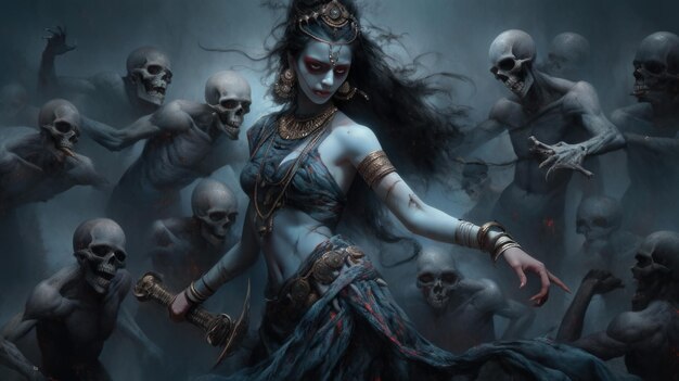 La dea dalla pelle blu Kali è l'assassino dei demoni dell'induismo