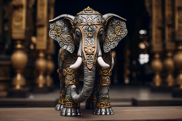 la decorazione della statua dell'elefante simboleggia la spiritualità e la tradizione dell'induismo