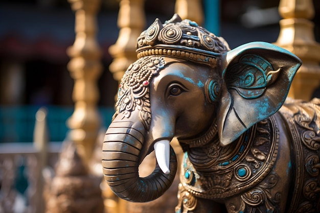 la decorazione della statua dell'elefante simboleggia la spiritualità e la tradizione dell'induismo