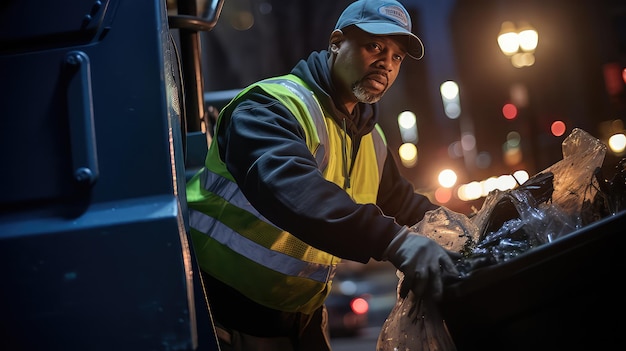 La dedizione dei lavoratori dei camion per la raccolta dei rifiuti