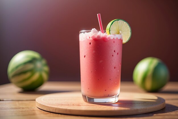 La deliziosa e rinfrescante bevanda di succo di anguria è molto confortevole per placare la sete in estate
