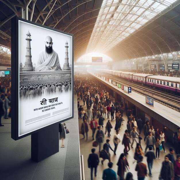 la dinamica stazione ferroviaria indiana offre un ambiente accattivante per un elegante modello di poster bianco