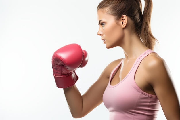 La donna boxer dice NO contro il cancro al seno Mese della sensibilizzazione sul cancro al seno