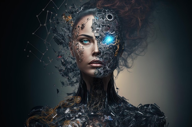 La donna cyborg come concetto di creazione Tecnica mista