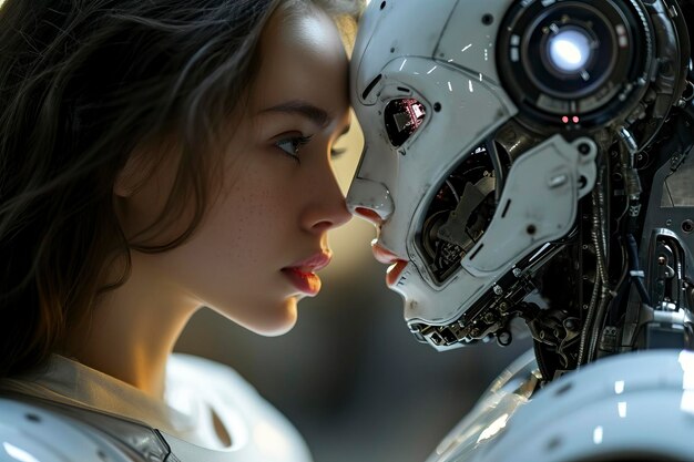 La donna di fronte all'IA Il concetto di confronto tra l'umanità e l'intelligenza artificiale