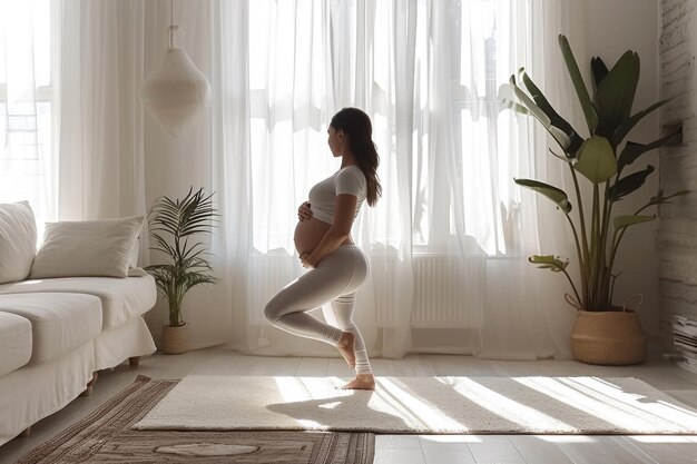 La donna incinta medita yoga benessere equilibrio e tranquillità bellezza della maternità attraverso l'armoniosa fusione di meditazione yoga e maternità in attesa