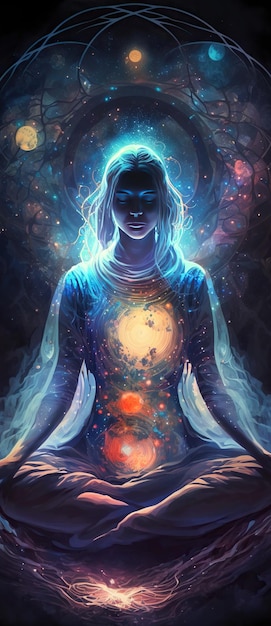 La donna medita nella posizione del loto Yoga per la salute spirituale e l'armonia IA generativa