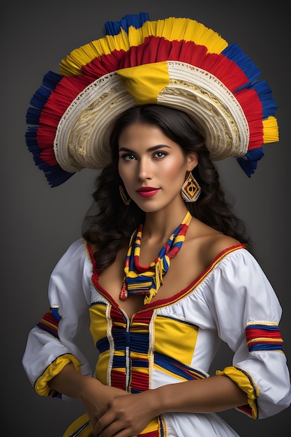 la donna più bella della Colombia che indossa il tradizionale colombiano