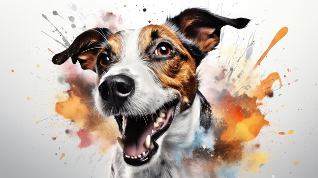 La faccia di un cane Jack Russell Terrier su uno sfondo bianco