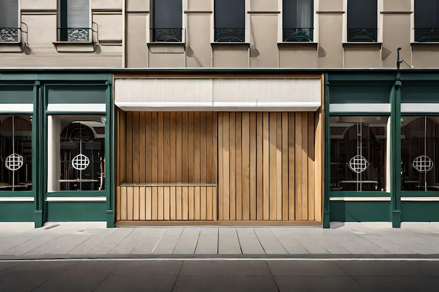 La facciata di un negozio con una porta di legno verde con su scritto "cinese".