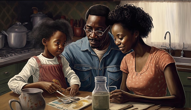 La famiglia afroamericana è la pietra angolare della comunità in cui il sostegno dell'amore e l'unione creano una base per il successo e la prosperità Generato dall'IA