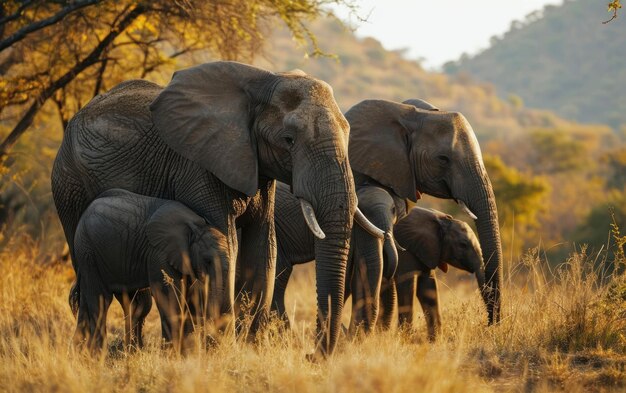 La famiglia degli elefanti è una testimonianza vivente dei legami forgiati nel cuore del deserto.