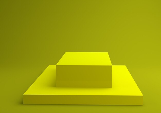 La fase 3D dei cubi gialli rende l'illustrazione su fondo giallo