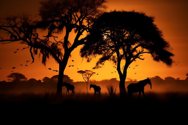 La fauna selvatica sagome ombre della fotografia naturalistica della savana