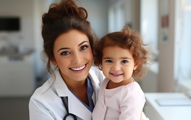 La felicità dell'infanzia Un bambino sorridente con un'infermiera premurosa